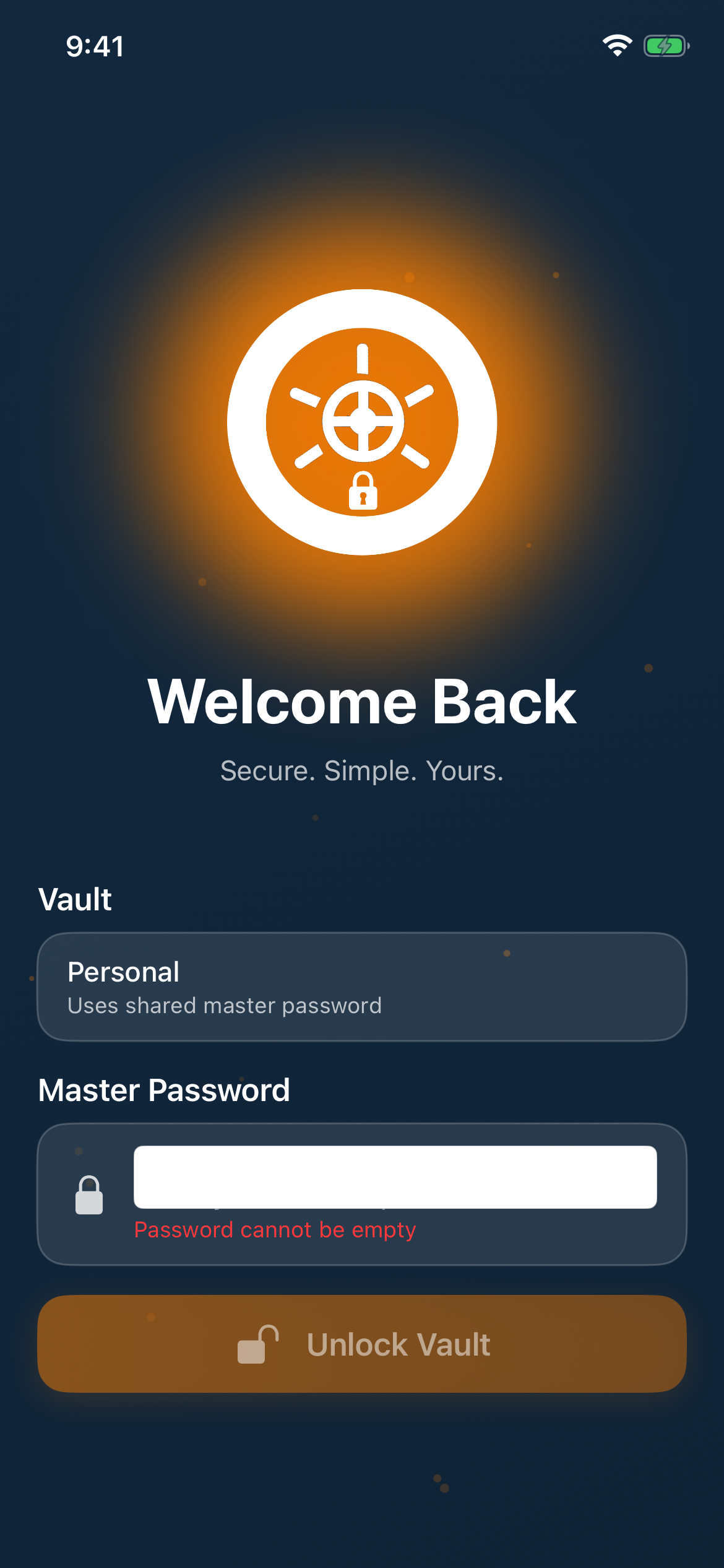 Oculock App - Main Interface