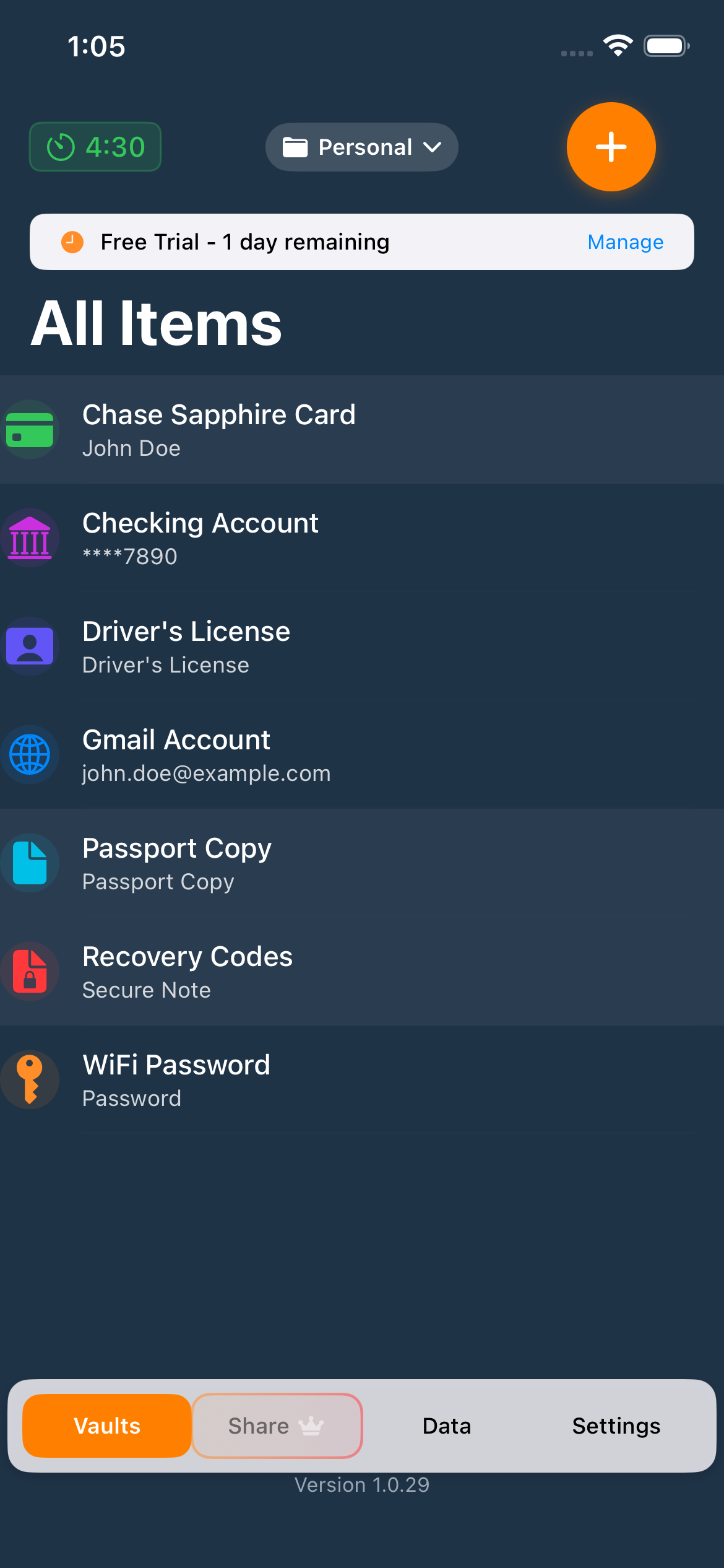 Oculock App - Password Management