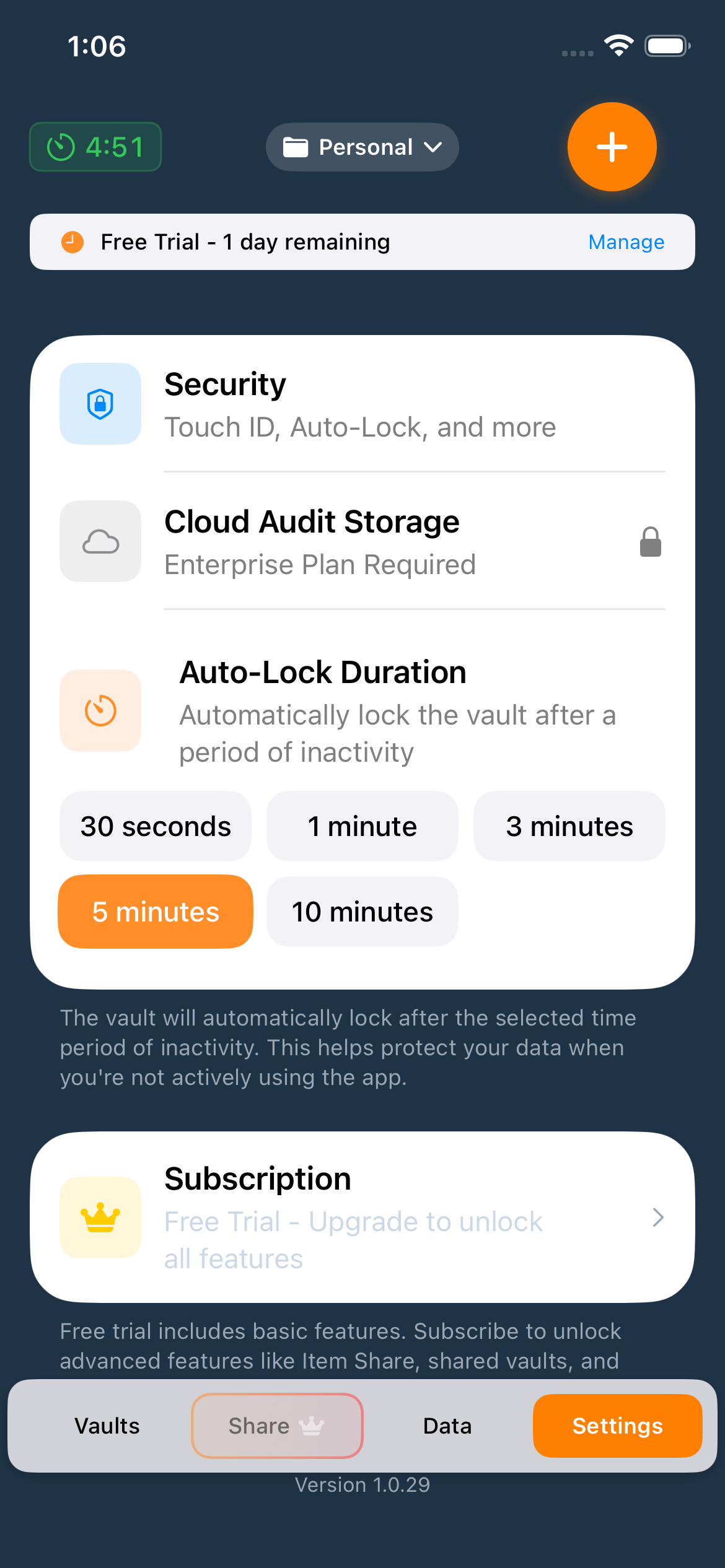 Oculock App - Security Features