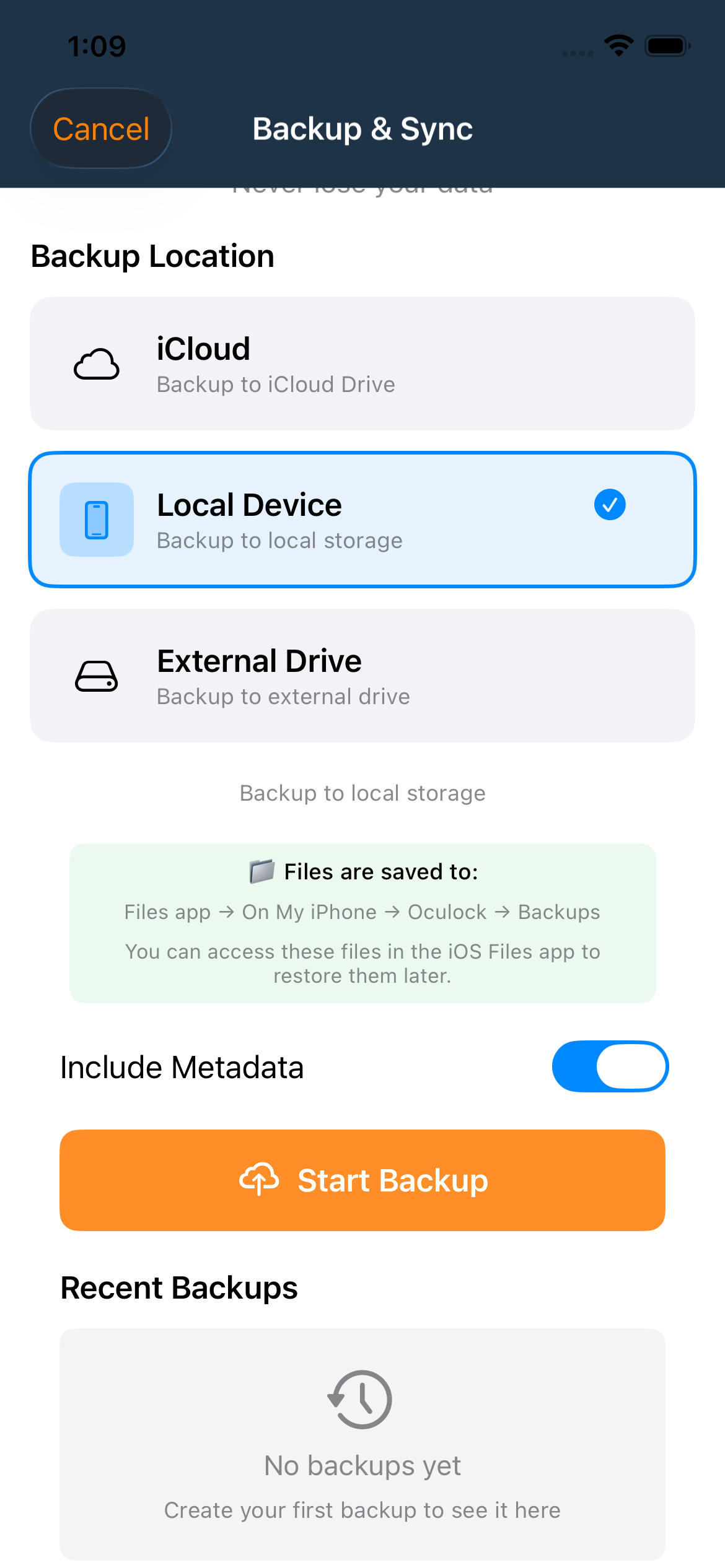 Oculock App - Advanced Security